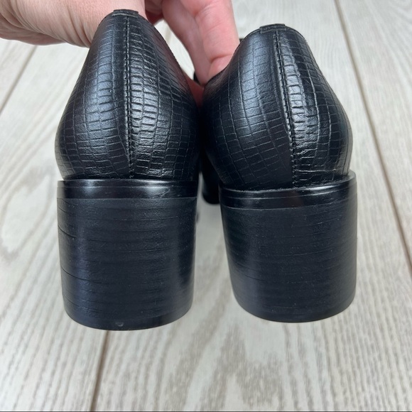 Jeffery Campbell Torbett Heeled Tassel Loafers 8 Black Croc Embossed $168 - Picture 8 of 10